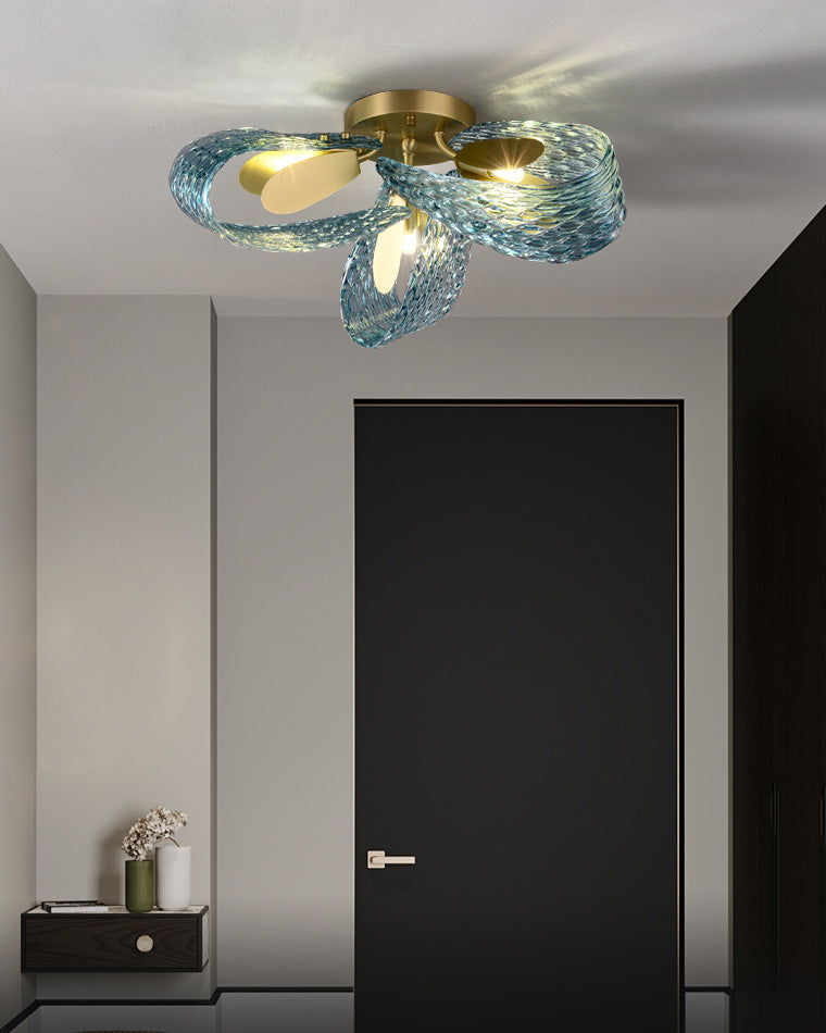 WOMO Peacock Sea Glass Semi-Flush Ceiling Light-WM1111