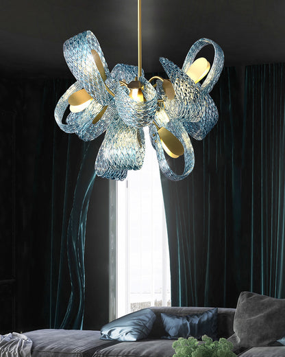 WOMO Peacock Blue Art Glass Chandelier-WM2213
