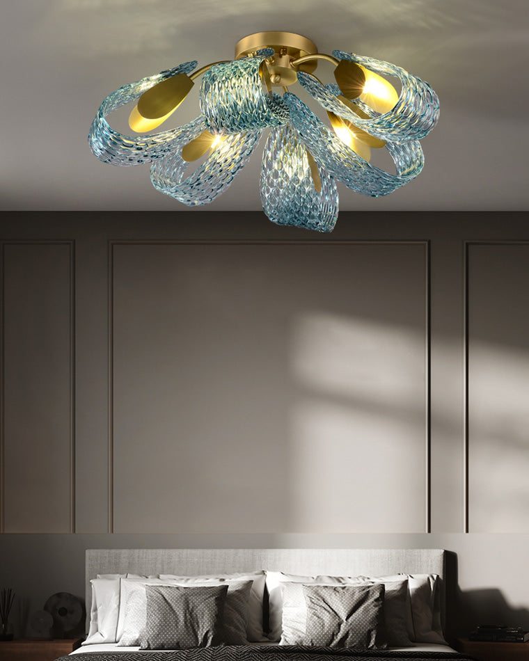 WOMO Peacock Blue Art Glass Chandelier-WM2213