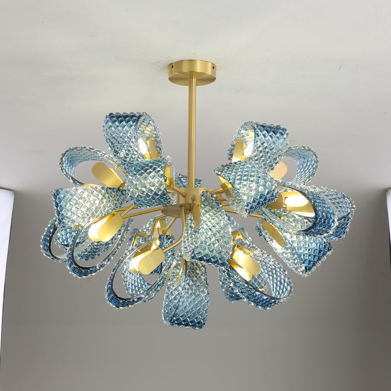 WOMO Edle Kronleuchter Blau Glas Wohnzimmer-WM2213b