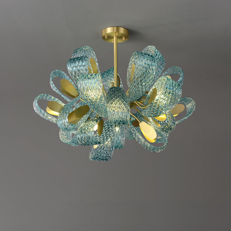 WOMO Edle Kronleuchter Blau Glas Wohnzimmer-WM2213b