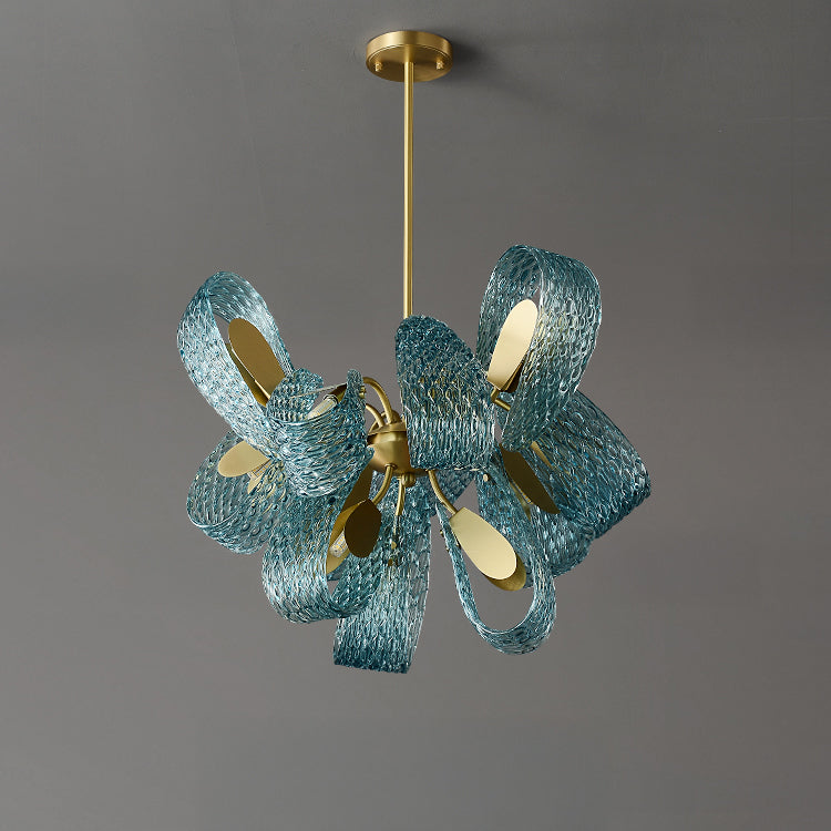 WOMO Edle Kronleuchter Blau Glas Wohnzimmer-WM2213b