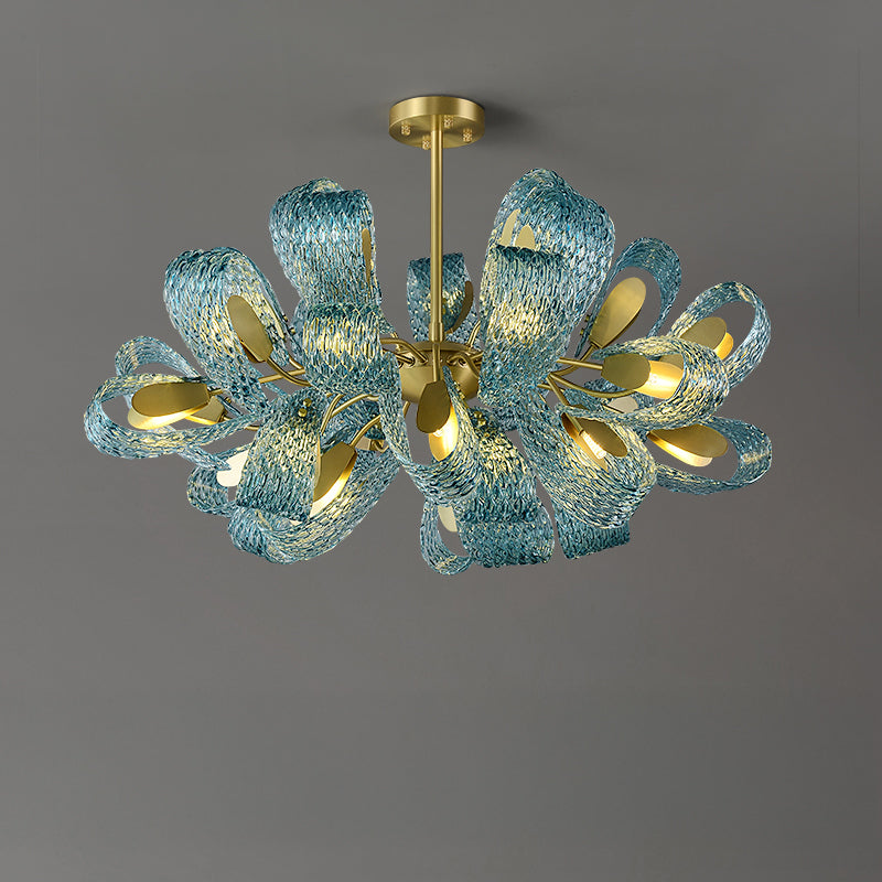 WOMO Edle Kronleuchter Blau Glas Wohnzimmer-WM2213b