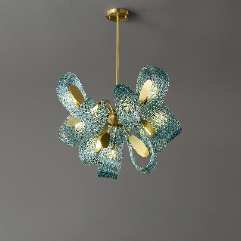 WOMO Edle Kronleuchter Blau Glas Wohnzimmer-WM2213b
