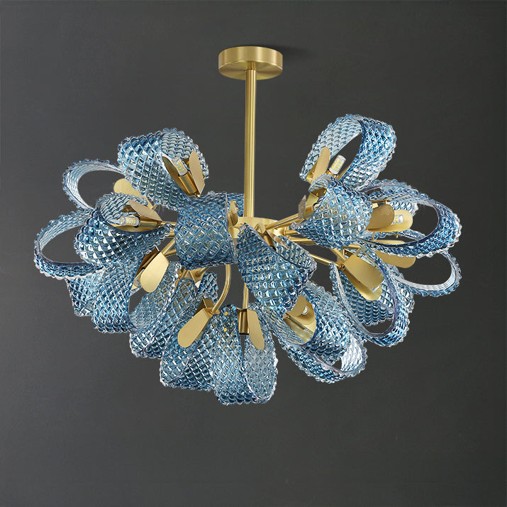 WOMO Edle Kronleuchter Blau Glas Wohnzimmer-WM2213b