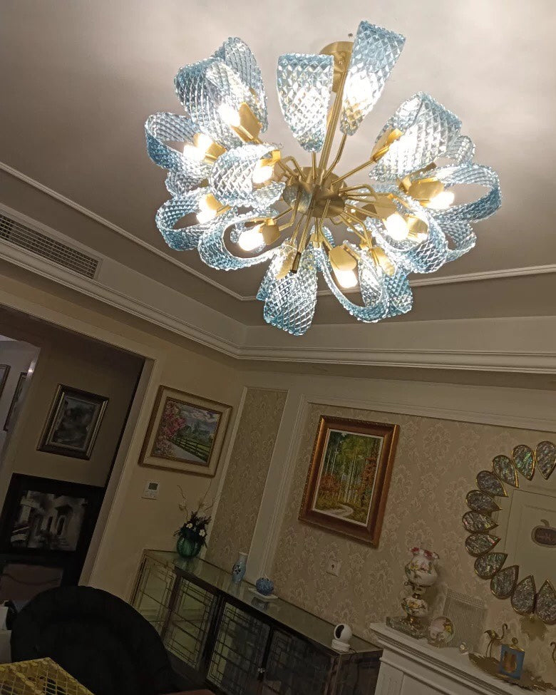 WOMO Elegant Chandeliers Blue Glass Living Room-WM2213b