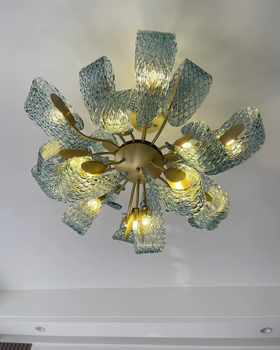 WOMO Edle Kronleuchter Blau Glas Wohnzimmer-WM2213b