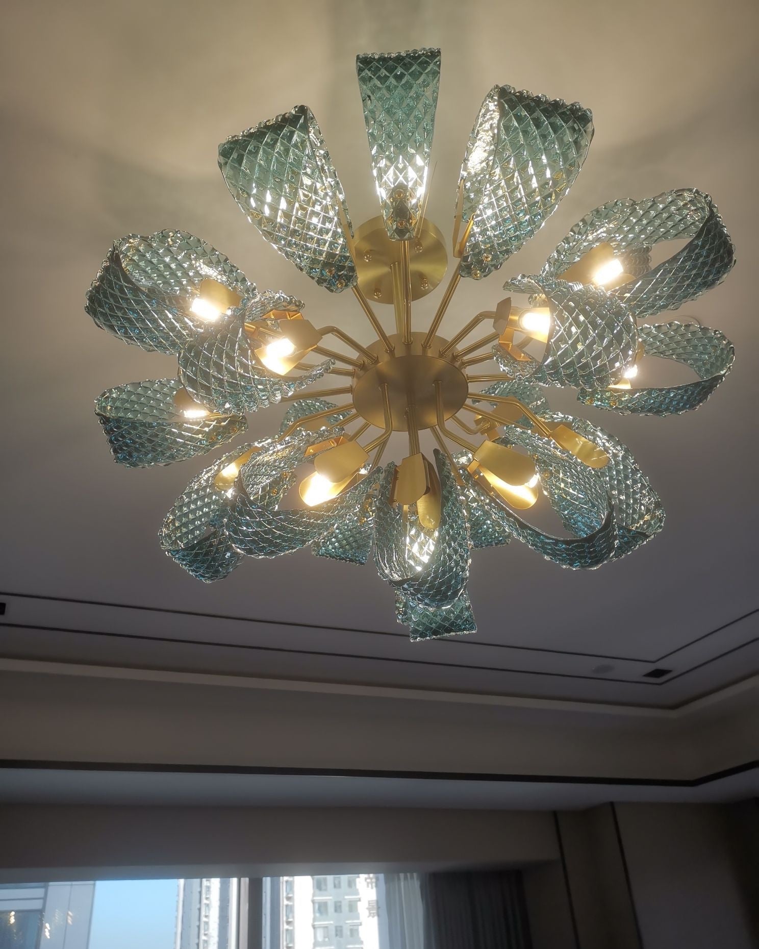 WOMO Edle Kronleuchter Blau Glas Wohnzimmer-WM2213b