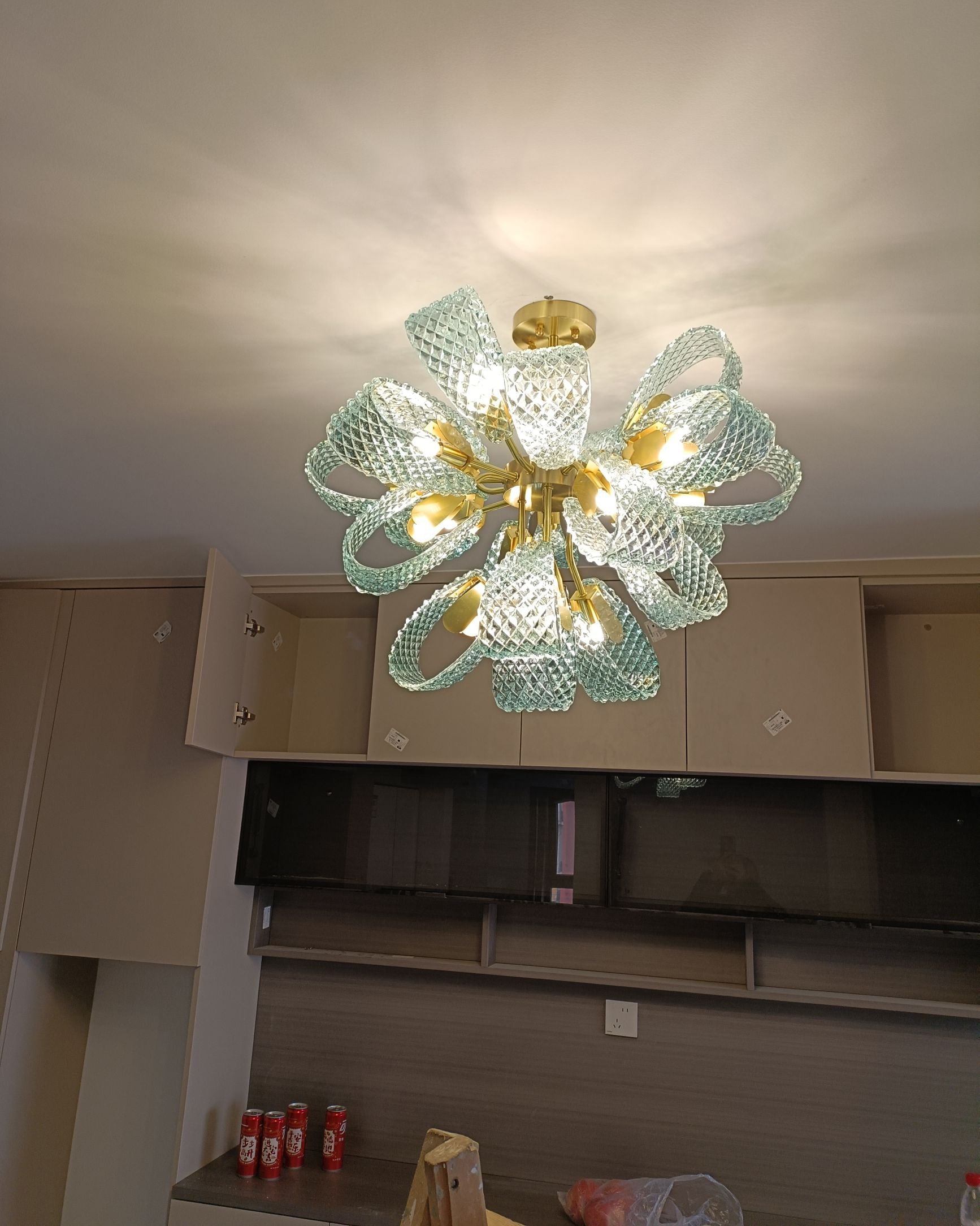 WOMO Edle Kronleuchter Blau Glas Wohnzimmer-WM2213b
