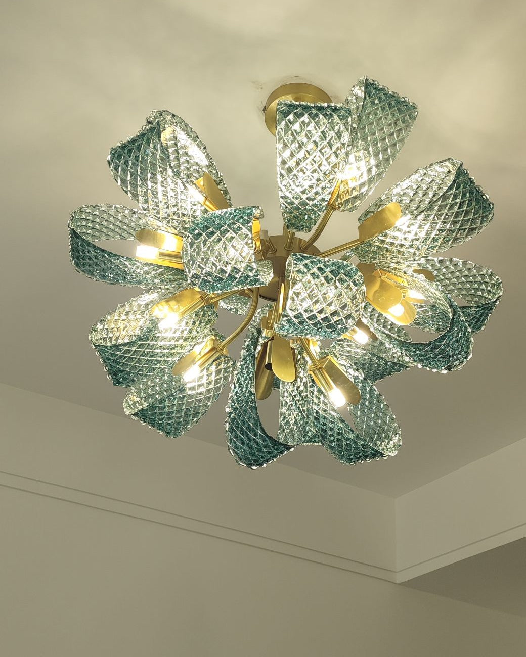 WOMO Edle Kronleuchter Blau Glas Wohnzimmer-WM2213b