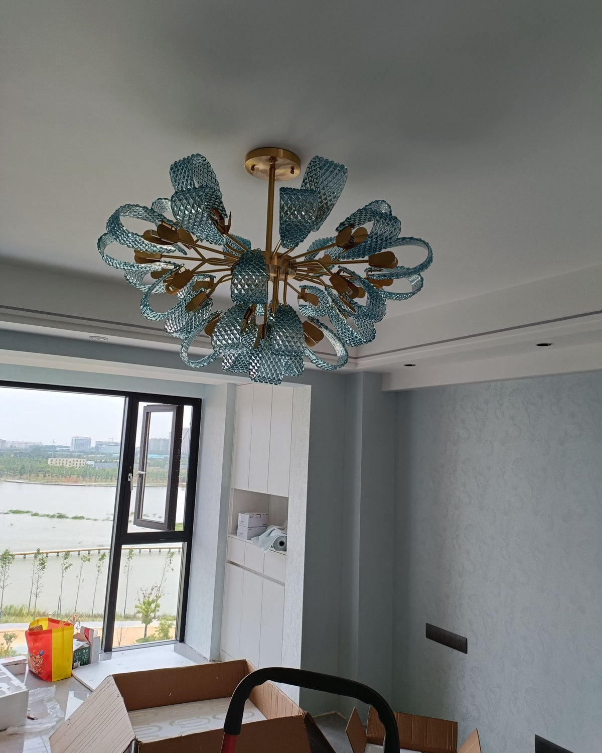WOMO Elegant Chandeliers Blue Glass Living Room-WM2213b