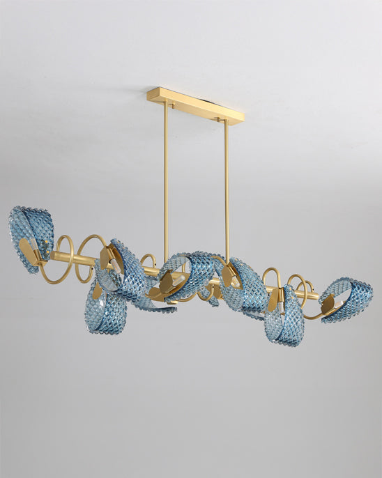 WOMO Peacock Blue Art Glass Linear Chandelier-WM2213c