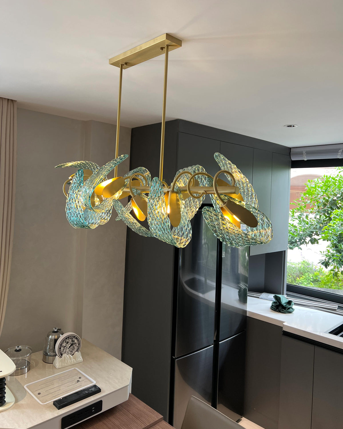 WOMO Peacock Blue Linear Chandelier - WM2213c