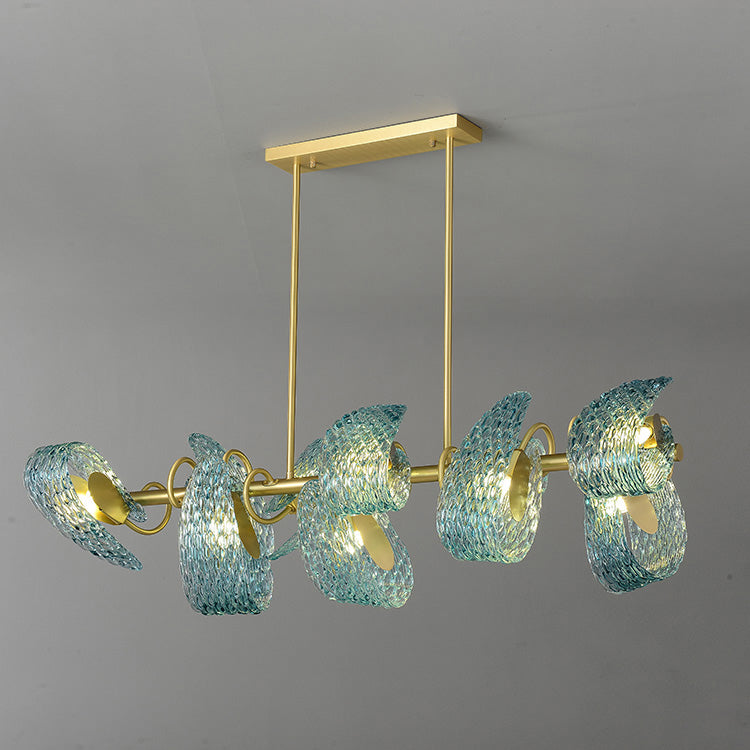 WOMO Peacock Blue Art Glass Linear Chandelier-WM2213c