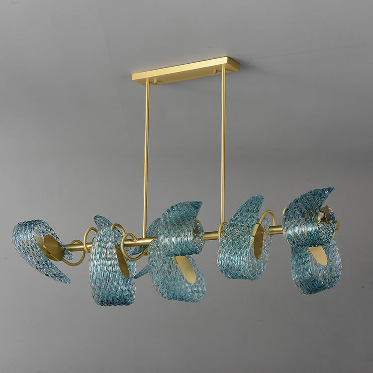 WOMO Peacock Blue Art Glass Linear Chandelier-WM2213c