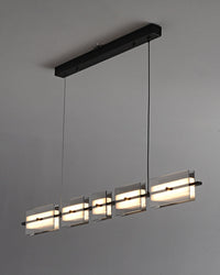 WOMO Linear Chandelier made of Amber/Smoked Glass - WM2221