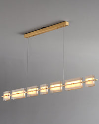 WOMO Linear Chandelier made of Amber/Smoked Glass - WM2221