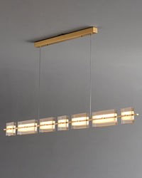 WOMO Linear Chandelier made of Amber/Smoked Glass - WM2221