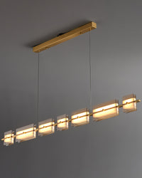 WOMO Linear Chandelier made of Amber/Smoked Glass - WM2221