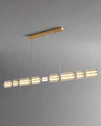 WOMO Linear Chandelier made of Amber/Smoked Glass - WM2221