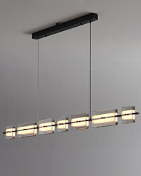 WOMO Linear Chandelier made of Amber/Smoked Glass - WM2221