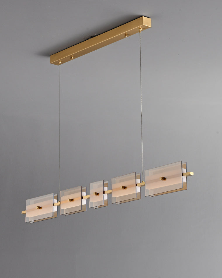 WOMO Linearer Kronleuchter aus bernsteinfarbenem/rauchfarbenem Glas - WM2221