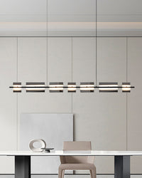 WOMO Linear Chandelier made of Amber/Smoked Glass - WM2221