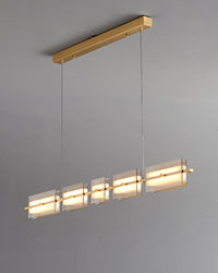 WOMO Linear Chandelier made of Amber/Smoked Glass - WM2221