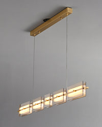 WOMO Linear Chandelier made of Amber/Smoked Glass - WM2221