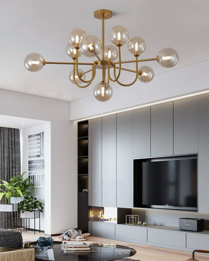 WOMO Glass Globe Brass Arm Chandelier-WM2255