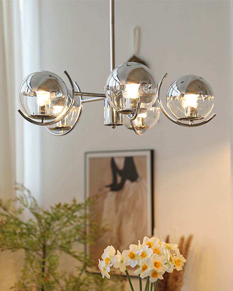 WOMO Glaskugel Kronleuchter Chrom Bauhausstil-WM2306