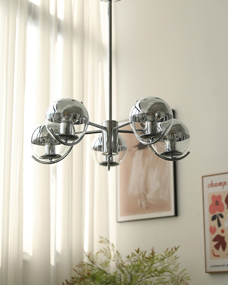 WOMO Glaskugel Kronleuchter Chrom Bauhausstil-WM2306