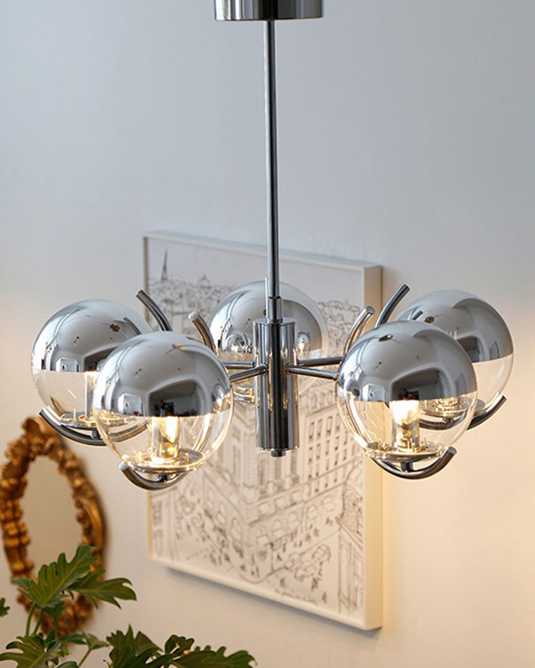WOMO Glaskugel Kronleuchter Chrom Bauhausstil-WM2306