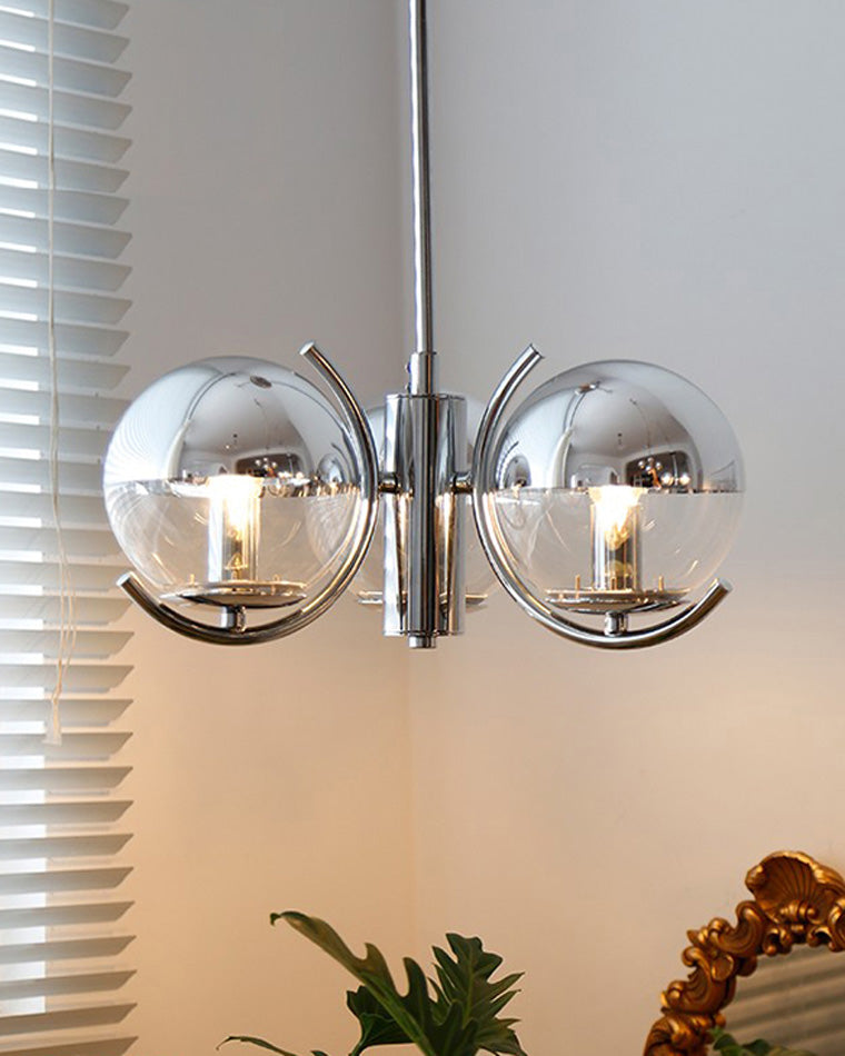 WOMO Glaskugel Kronleuchter Chrom Bauhausstil-WM2306