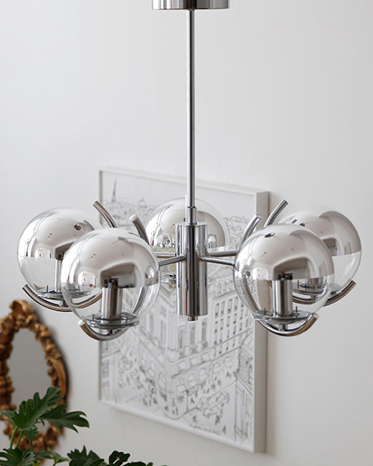 WOMO Glaskugel Kronleuchter Chrom Bauhausstil-WM2306