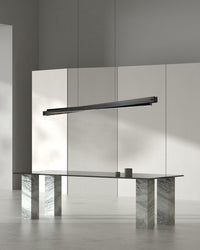 WOMO Linear Pendant Light in Black Ribbed Glass - WM2310