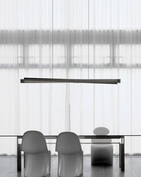 WOMO Linear Pendant Light in Black Ribbed Glass - WM2310