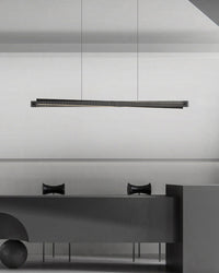 WOMO Linear Pendant Light in Black Ribbed Glass - WM2310