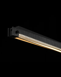 WOMO Linear Pendant Light in Black Ribbed Glass - WM2310