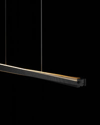 WOMO Linear Pendant Light in Black Ribbed Glass - WM2310
