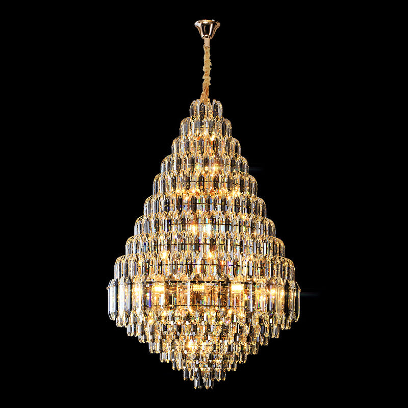 WOMO Stepped Conical Crystal Foyer Chandelier-WM2384