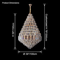 WOMO Stepped Conical Crystal Foyer Chandelier-WM2384