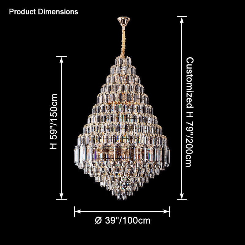 WOMO Stepped Conical Crystal Foyer Chandelier-WM2384