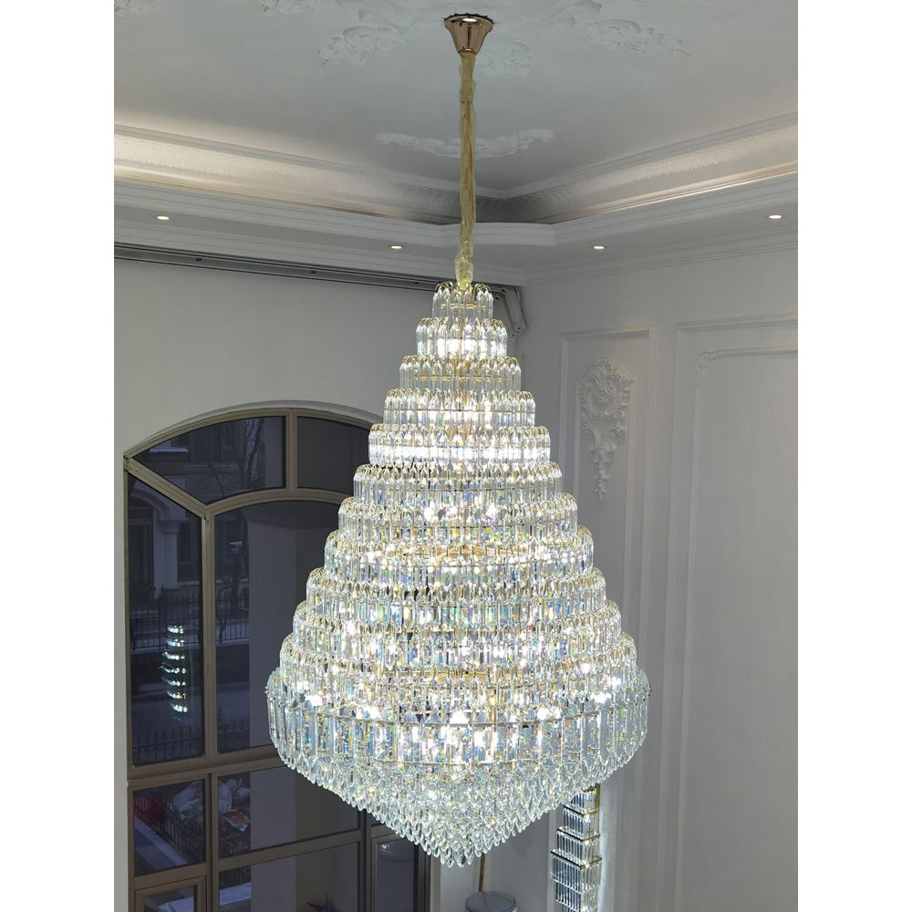 WOMO Stepped Conical Crystal Foyer Chandelier-WM2384