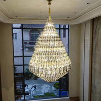WOMO Stepped Conical Crystal Foyer Chandelier-WM2384