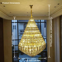 WOMO Stepped Conical Crystal Foyer Chandelier-WM2384