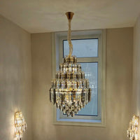 WOMO Stepped Conical Crystal Foyer Chandelier-WM2384