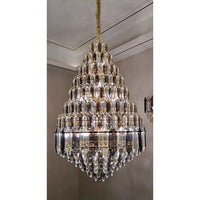 WOMO Stepped Conical Crystal Foyer Chandelier-WM2384