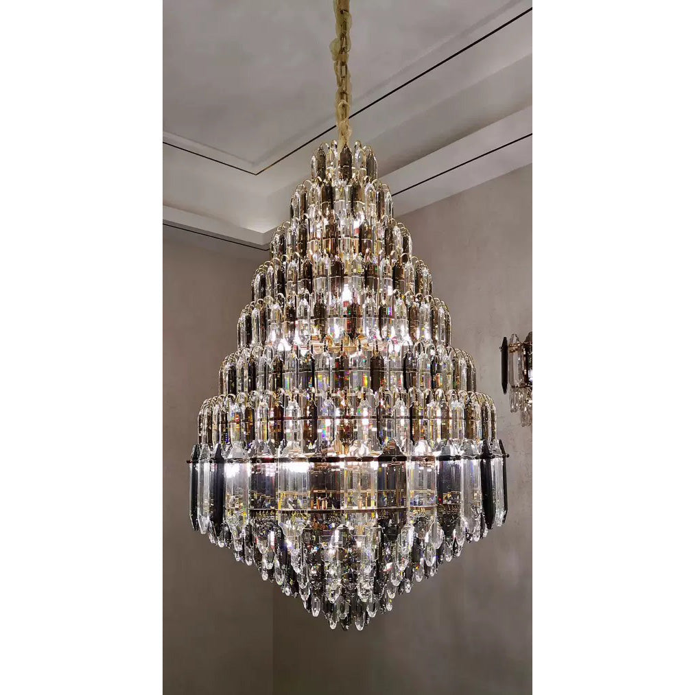 WOMO Stepped Conical Crystal Foyer Chandelier-WM2384