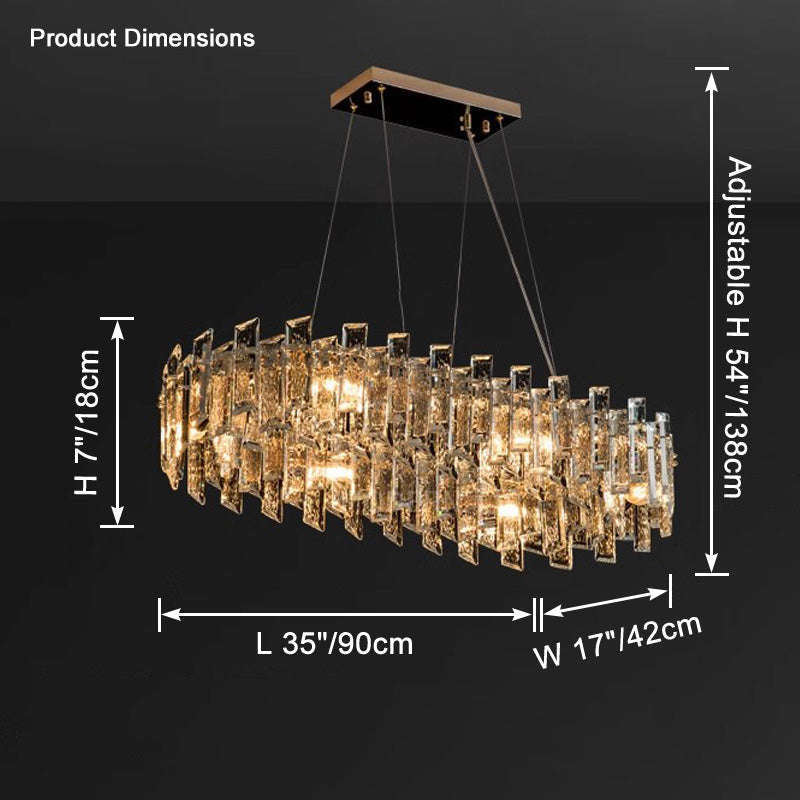 WOMO Gold Kristall Langes Oval Kronleuchter – WM2403